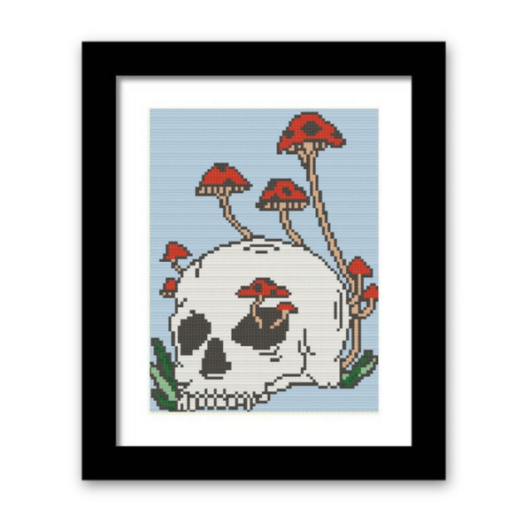 Mushrooms Growing Out Of A Skull